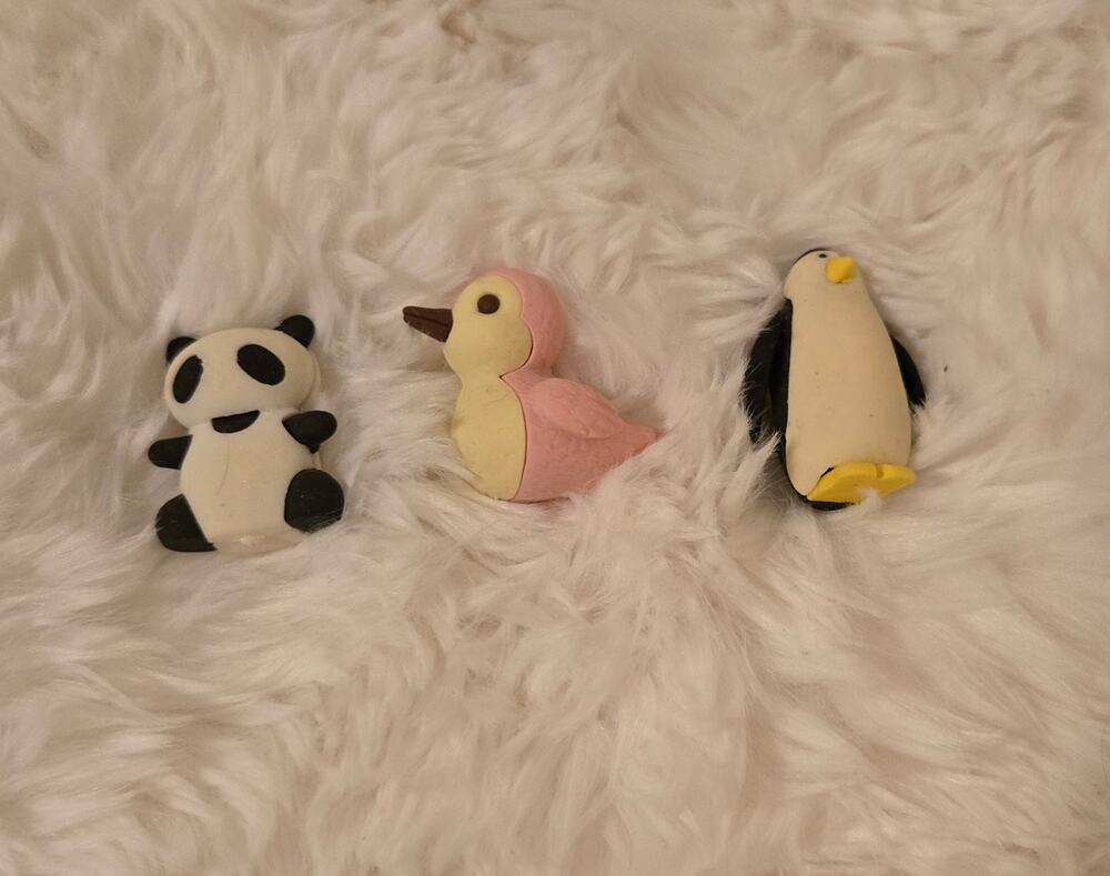 Vintage Japanese Puzzle Erasers Animal Set of 3